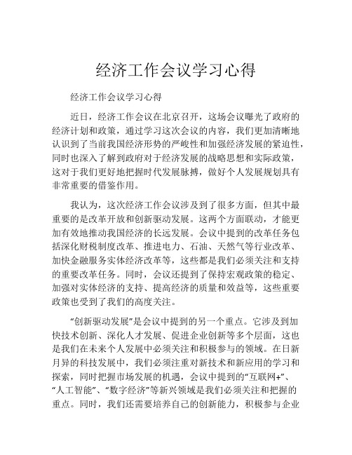 经济工作会议学习心得