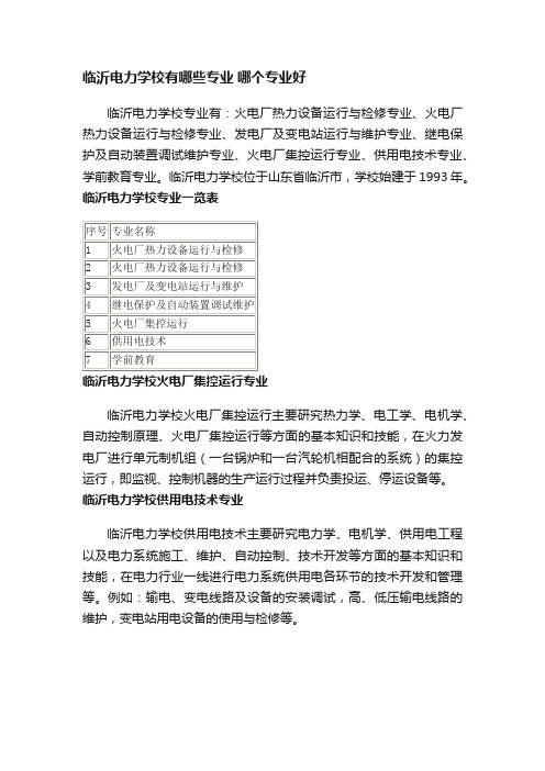 临沂电力学校有哪些专业哪个专业好