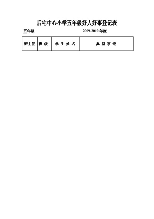 后宅中心小学五年级好人好事登记表