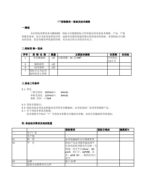 32层螺旋CT招标参数