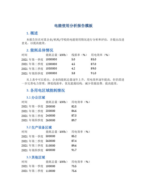 电能使用分析报告模板