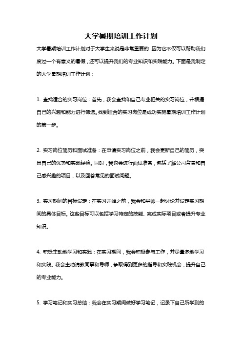 大学暑期培训工作计划