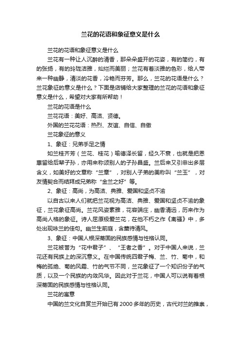 兰花的花语和象征意义是什么