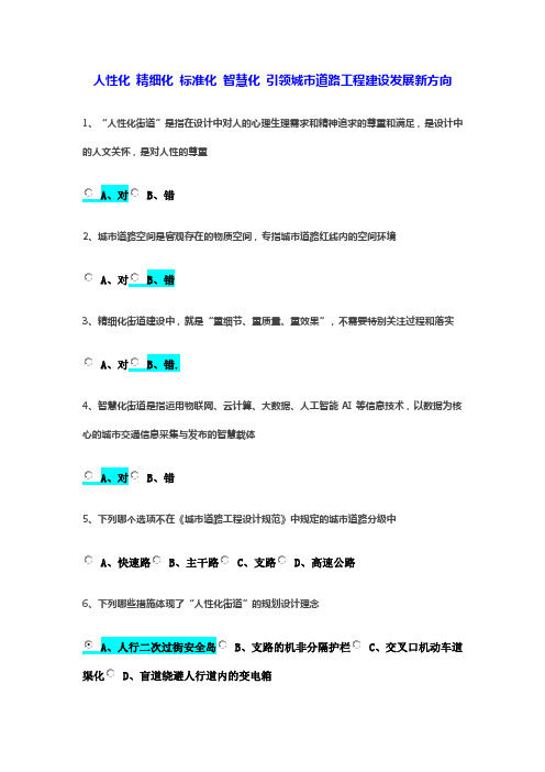 2023咨询工程师继续教育--人性化 精细化 标准化 智慧化 引领城市道路工程建设发展新方向