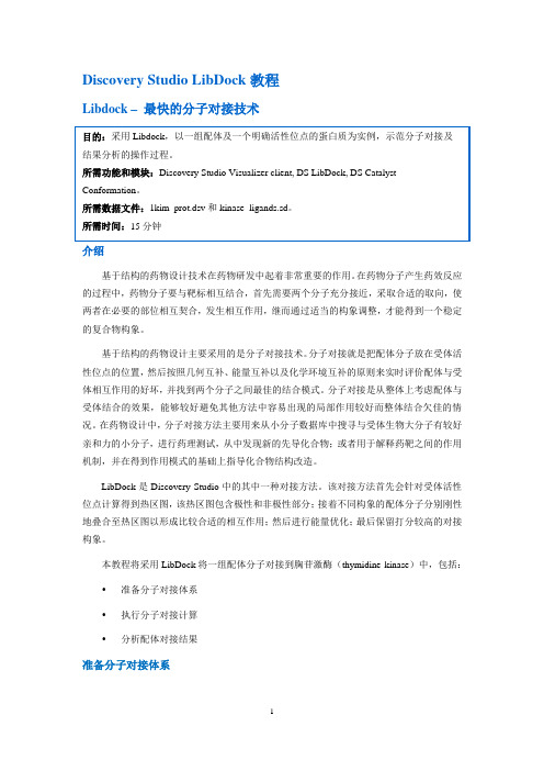 Discovery Studio官方教程--使用LibDock进行快速分子对接(虚拟筛选)