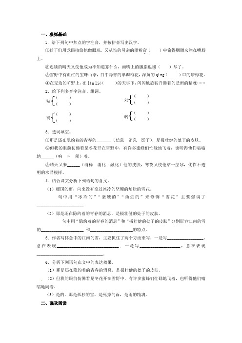 八年级语文下册 《雪》同步练习 人教新课标版