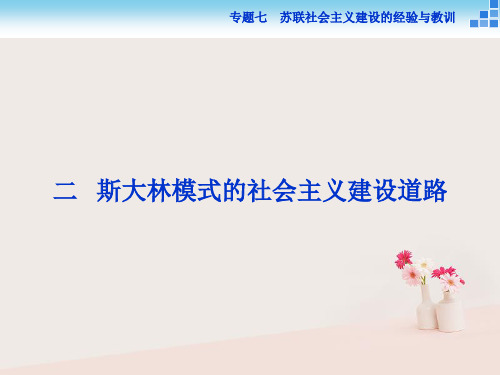 2017_2018高中历史专题七苏联社会主义建设的经验与教训二斯大林模式的社会主义建设道路课件人民版必修2