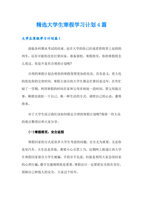 精选大学生寒假学习计划4篇