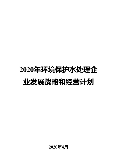 2020年环境保护水处理企业发展战略和经营计划