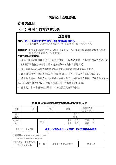 毕业设计选题答疑【范本模板】