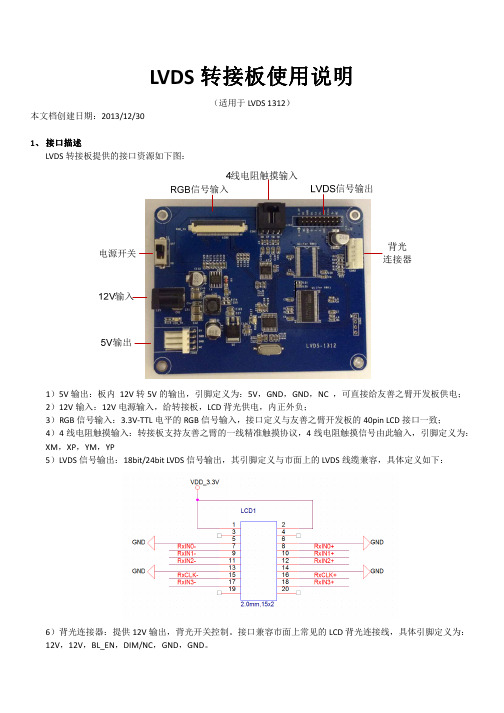 LVDS转接板使用说明