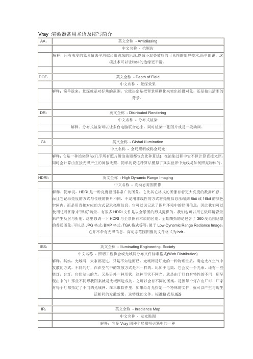 Vray 渲染器常用术语及缩写简介