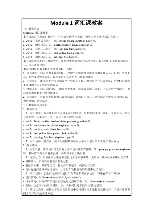 Module1词汇课教案