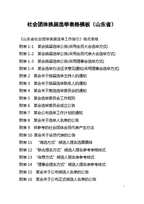 社会团体换届选举表格模板(2020年山东省)