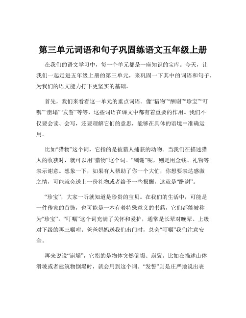 第三单元词语和句子巩固练语文五年级上册