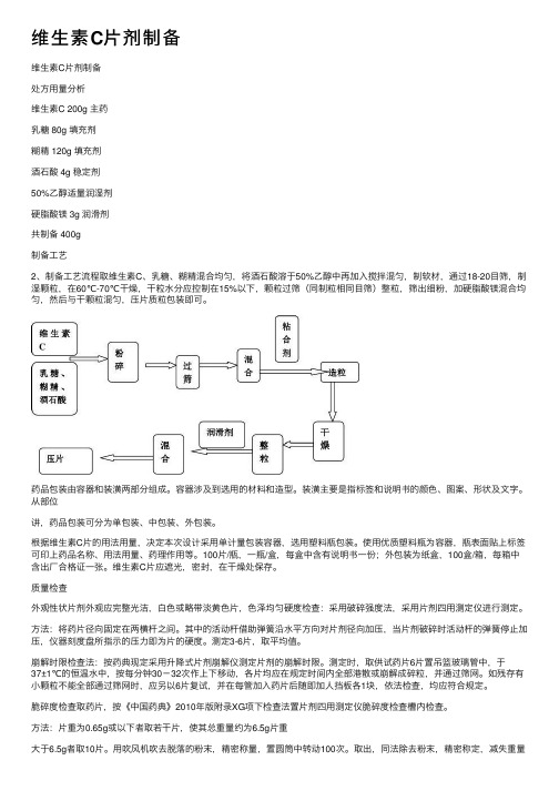 维生素C片剂制备