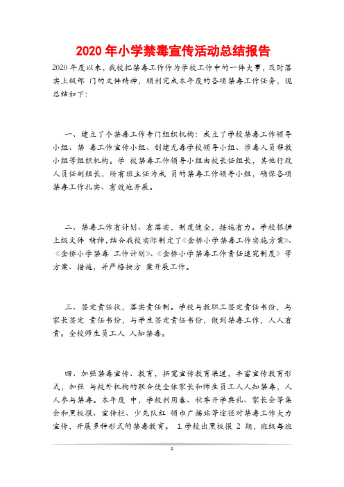 2020年小学禁毒宣传活动总结报告