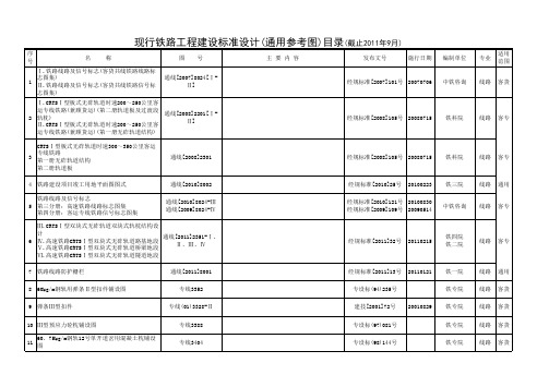 现行铁路工程建设标准设计(通用参考图)目录(截至2011年9月)