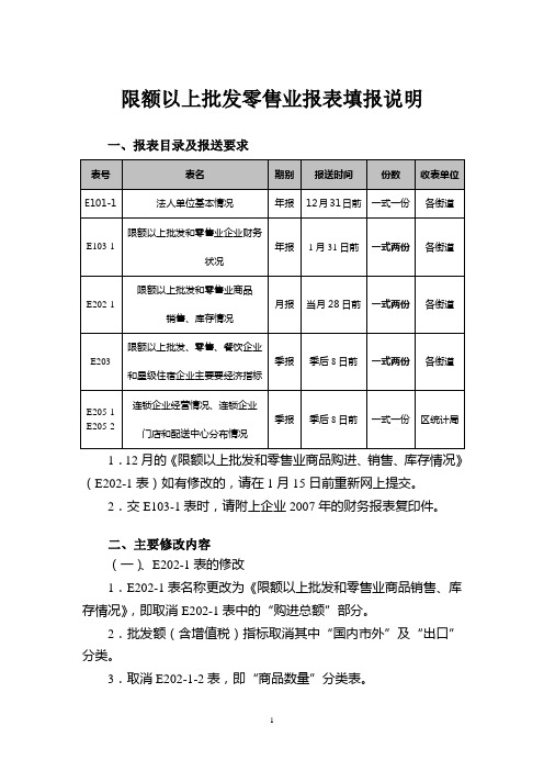 限额以上批发零售业报表填报说明