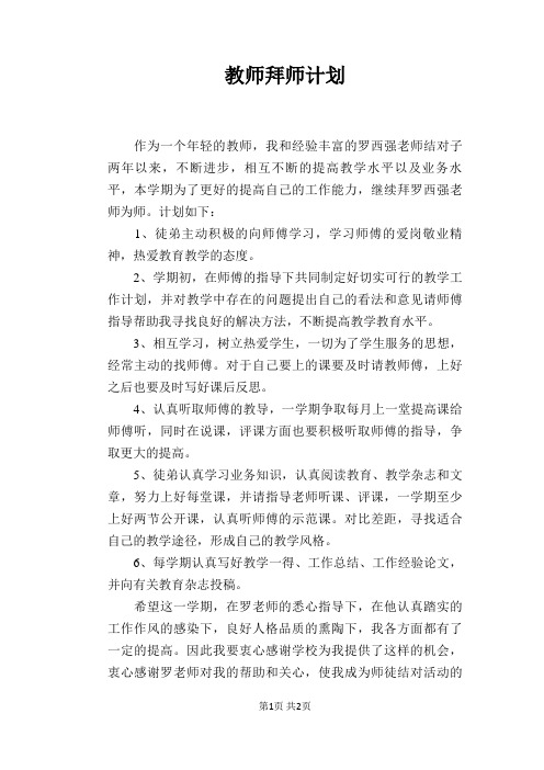 教师拜师计划