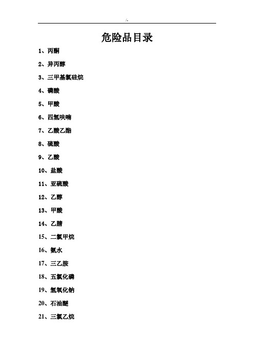 常见危险化学品安全技术说明书(MSDS)