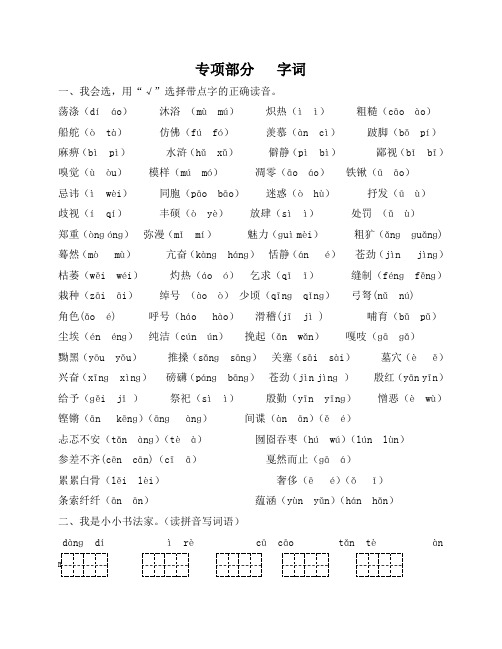 冀教版六年级语文上册专项复习-字词