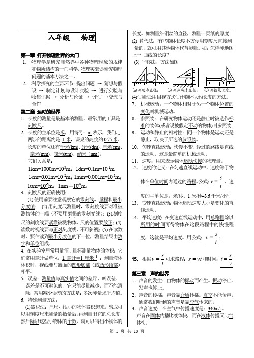 初中物理知识点大全(沪科版)