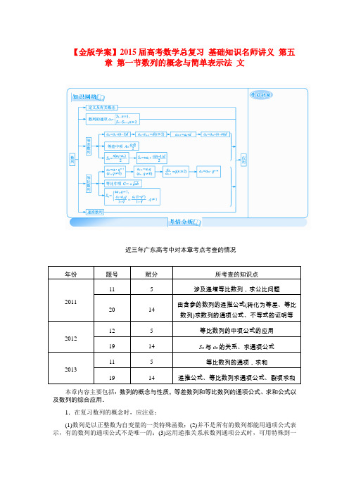 2015届高考数学总复习 基础知识名师讲义 第五章 第一节数列的概念与简单表示法 文