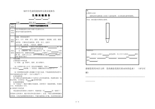 绿叶中色素的提取和分离实验报告