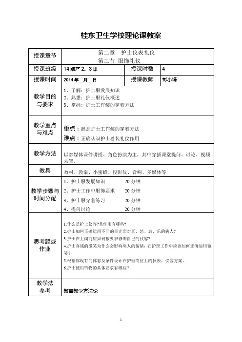 《护理礼仪》第二章 护士仪表礼仪 第二节 服饰礼仪