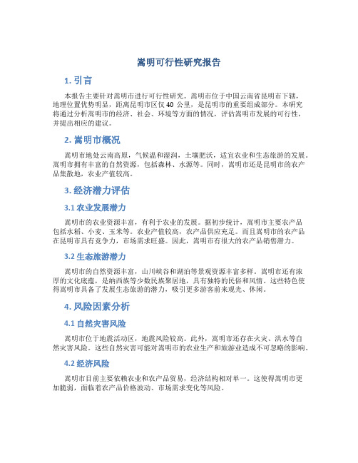 嵩明可行性研究报告