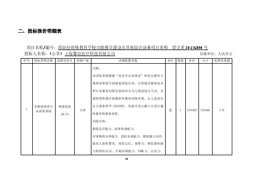 二、投标报价明细表