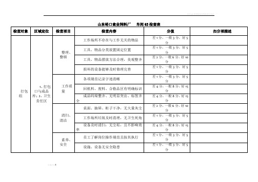 车间6S卫生检查表