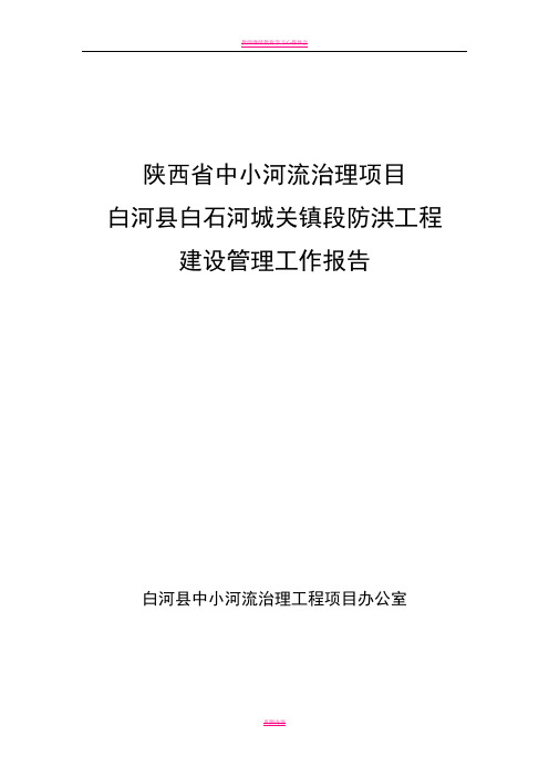 中小河流治理项目 防洪工程建设管理工作报告