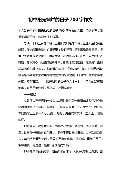 初中阳光灿烂的日子700字作文