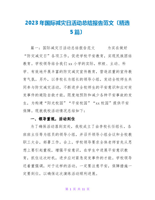 2023年国际减灾日活动总结报告范文(精选5篇)