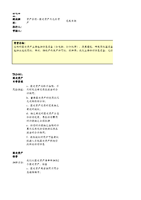 流程层面_风险控制矩阵_8 资产管理