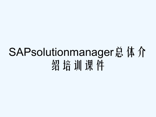 SAPsolutionmanager总体介绍培训课件