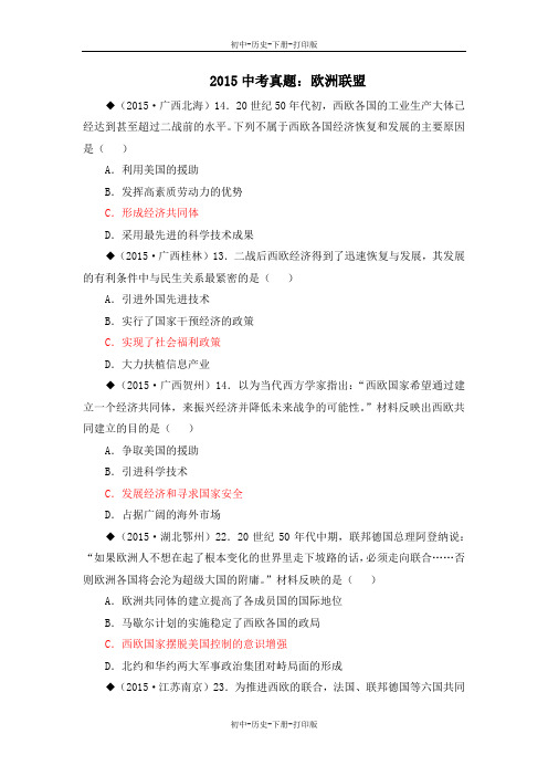 岳麓版-历史-九年级下册-2015中考链接:欧洲联盟