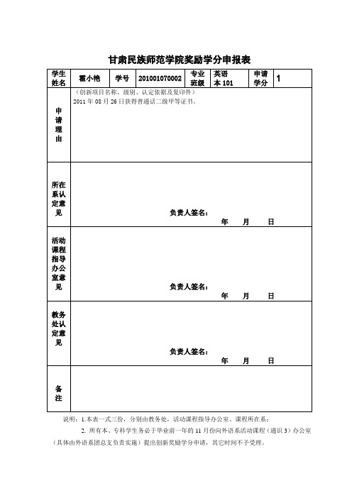 6甘肃民族师范学院奖励学分申报表