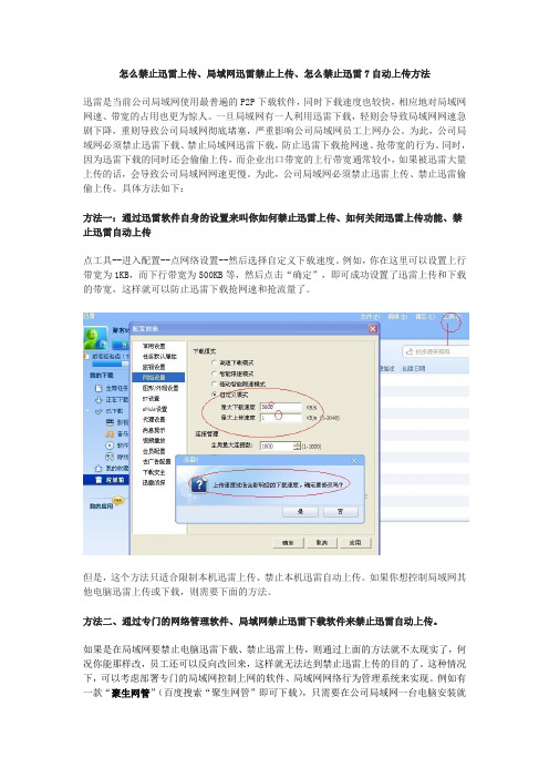 怎么禁止迅雷上传、局域网迅雷禁止上传、如何禁止迅雷7自动上传方法