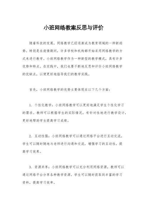 小班网络教案反思与评价