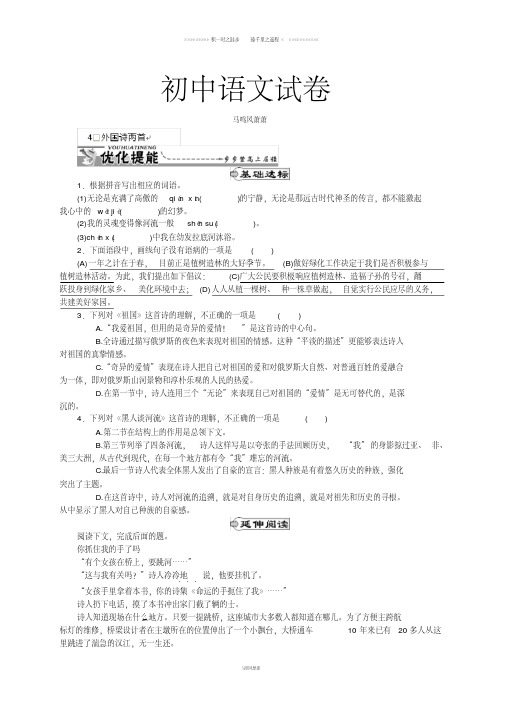 人教版九年级下册语文4外国诗两首(练习1)