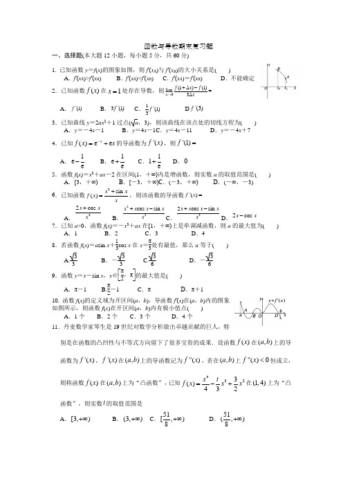 2017-2018黑龙江省安达市高级中学函数与导数期末复习题(有答案和解析)