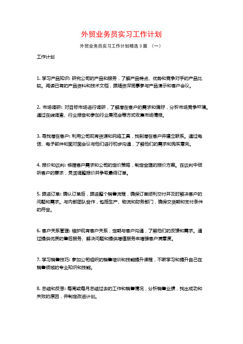 外贸业务员实习工作计划3篇