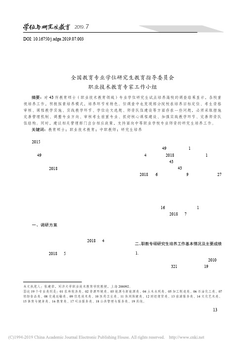 教育硕士(职业技术教育领域)研究生培养调研