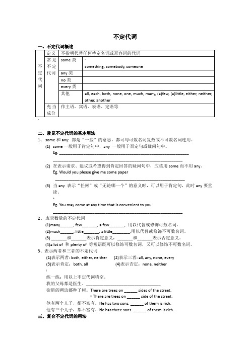 初中英语不定代词讲解及习题