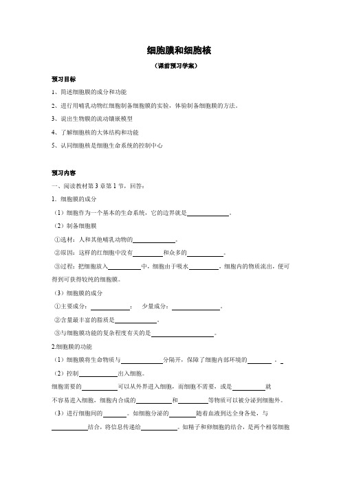 学案11：细胞膜和细胞核