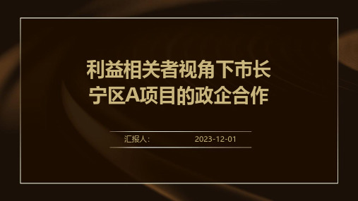 利益相关者视角下市长宁区A项目的政企合作