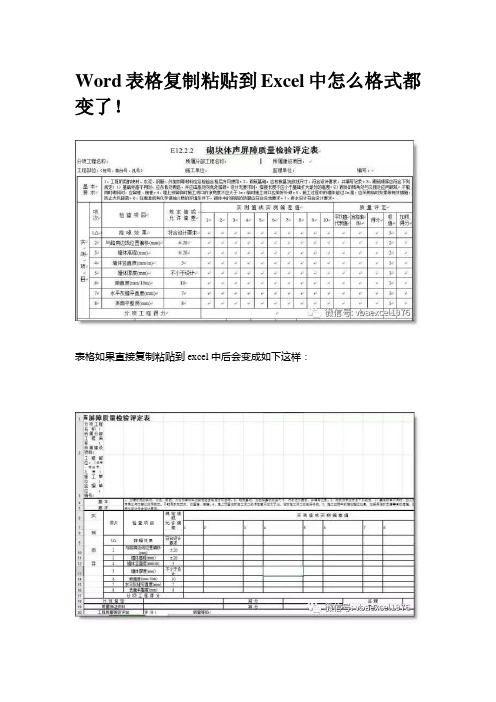 Word表格复制粘贴到Excel中怎么格式都变了